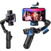 تصویر گیمبال هوشمند توکی مدل M03 سه محوره با دوربین ردیابی و میکروفون وایرلس 