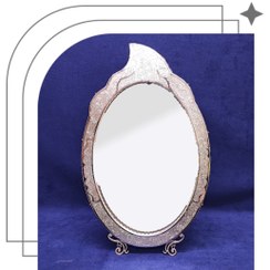 تصویر آینه نقره مدل بیضی تاجدار سبک عیار 840 