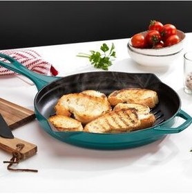 تصویر تابه GUSS CHEF CASTING ROUND GRILL PAN 28CM TURQUOISE Schafer 