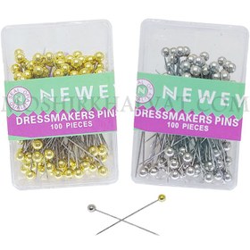 تصویر سوزن ته مروارید 100 pcs golden round needle