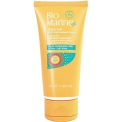 تصویر ضد آفتاب بژ روشن ضدچروک پوست چرب و مختلط SPF50 بایومارین AQUA SUN 3 in 1 Oily to Combination Skin spf 50 BIOMARINE