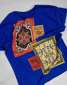 تصویر تیشرت آستین کوتاه مردانه نخ پنبه گرم بالا طرح قالی Men's short-sleeved t-shirt, warm cotton yarn, carpet design