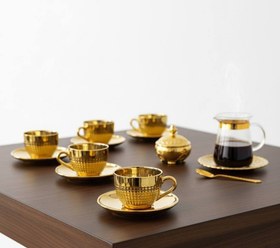 تصویر فنجان نعلبکی ونیز کروم طلایی (عمده) سرو و پذيرايي
