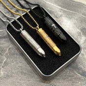 تصویر پلاک فشنگ استیل کد 891 با زنجیر 