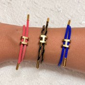 تصویر دستبند هرمس - رنگ مشکی طلایی 