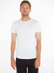 تصویر تی‌شرت مردانه کلاسیک با فیت باریک، سفید برند Tommy Hilfiger Men's Classics Slim Fit T-Shirt, White