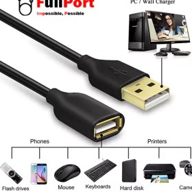 تصویر کابل افزایش طول 3 متری USB2.0 برند کی نت پلاس مدل KP-CUE2030 K-NET PLUS KP-CUE2030 Cable Extension USB2.0 3M