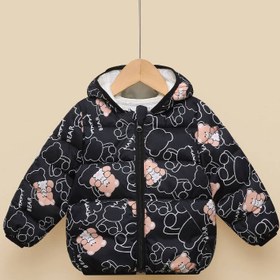 تصویر کاپشن بچگانه کلاهدار مشکی 