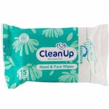 تصویر دستمال مرطوب پاک کننده دست و صورت مناسب پوست حساس 15 عددی کلین آپ Clean Up Hand And Face Wipes Sensetive 15 Pcs