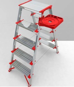 تصویر نردبان آلومینیومی پنج پله با جای ابزاری 