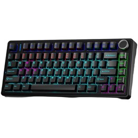 تصویر کیبورد مکانیکال 75% AULA F75 ( رنگ کلید مشکی ) سوییچ BLUE EPOMAKER Aula F75-Wired 75% Gaming Keyboard with Knob, Shine Through ABS Keycap, Gasket Structure, Programmable, Hot Swappable Creamy Mechanical Keyboard BLUE SWITCH (Black)