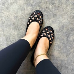 تصویر پاپوش روفرشی جلوبسته مخمل صدفی 