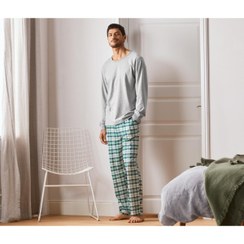 تصویر خرید اینترنتی ست لباس راحتی مردانه طوسی چیبو 154520 ا Organik Pamuklu Jersey Pijama Takımı, Kareli Organik Pamuklu Jersey Pijama Takımı, Kareli