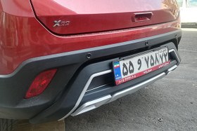 تصویر گارد سپر عقب ام وی ام x22 مدل فلاپی ایرانی طرح اصلی با ابکاری استیل سر اگزوز MVM x22 rear bumper guard, Iranian floppy model, original design with steel exhaust head plating