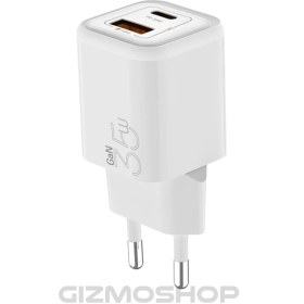 تصویر شارژر دیواری ۳۵ وات ۲ پورت تایپ C و USB-A 