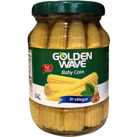 تصویر بیبی کورن گلدن وی Golden Wave Baby Corn با سرکه طبیعی 370 گرم 