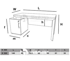 تصویر میز اداری مدل K360 