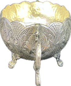 تصویر ظرف بیضی سیاه قلم استاد اسدی سایز کوچک Silver Plating Oval Container