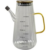 تصویر روغن ریز پیرکس درب استیل طلایی طرح شیاردار گنجایش 900ml کد m218 