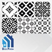 تصویر کاشی خاک‌سفید جگوار 15×15 کالکشن برلین دکور مشکی سفید مات 