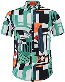 تصویر Dodoboy Hawaiian Shirt for Men Summer Beach Flower Shirt Short Sleeve Button Up Shirts Casual Regular Fit Mens Shirts 