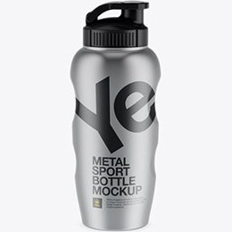 تصویر موکاپ بطری اسپرت فلزی Metallic Sport Bottle Mockup 