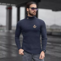 تصویر بافت مردانه یقه اسکی لویی ویتون 19215 Men's knitted turtleneck