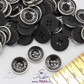 تصویر دکمه تخفیفی صدفی مشکی نقره ای 22 میل (بسته 100 عددی) 