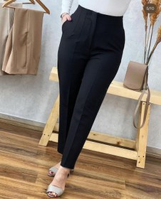 تصویر شلوار پارچه ای زنانه راسته مشکی قد ۱۰۰ - مشکی / 