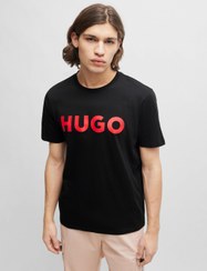 تصویر تی‌شرت نخی با لوگوی متضاد برند hugo Contrast-logo T-shirt in cotton jersey