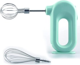 تصویر KASTWAVE Electric Mixer,Compact Cordless Electric Egg Beater USB Rechargable Egg Beater with 2 Detachable Stir Whisks 4 Speed Modes for Whipping & Mixing Cookies,Dough,Batters & More (Green) 