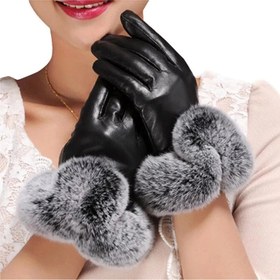 تصویر دستکش خزدار چرم Leather gloves