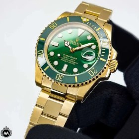 تصویر ساعت مچی رولکس ست ساب مارینر اتومات طلایی صفحه سبز ROLEX SUBMARINER GOLD 14523 