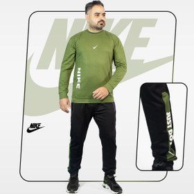 تصویر ست تیشرت شلوار آستین بلند سبز مشکی Nike 