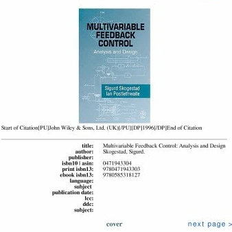 خرید و قیمت دانلود کتاب Multivariable Feedback Control - Analysis and ...