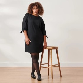 تصویر پیراهن کتان-کش میدی مشکی پاییزه زنانه چیبو 