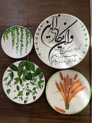 تصویر ست دیوارکوب مدل خوشه های گندم و دیوارکوب برگ سبز 