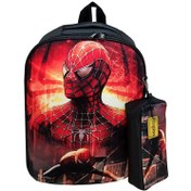 تصویر کیف مدرسه پسرانه مردعنکبوتی مدل SPIDERMAN با جامدادی 