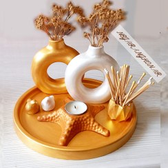 تصویر ست دکوری سنگی ، ست گلدان و جاشمعی، استند اسم، دکوری رومانتیک 