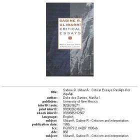 تصویر دانلود کتاب Sabine R. Ulibarri: Critical Essays (Paso Por Aqui : Series on the Nuevomexicano Literary Heritage) 1st کتاب انگلیسی Sabine R. Ulibarri: Critical Essays (Paso Por Aqui: Series on the Nuevomexicano Literary Heritage) 1st