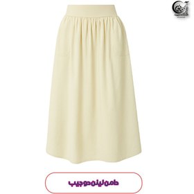 تصویر دامن بیرونی لنین کرمی دو جیب 