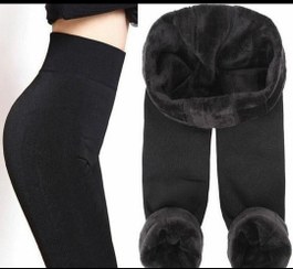 تصویر لگینگ زنانه GVG سایز فری رنگ مشکی خزدار 