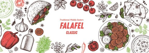 تصویر وکتور فلافل و مواد لازم برای پخت فلافل 