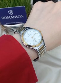 تصویر ساعت زنانه رومانسون موتور ژاپن سیلور طلایی ضدحساسیت Women's Romanson Japan motor watch, anti-allergenic gold silver