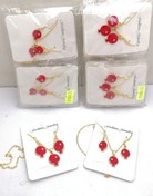 تصویر نیم ست گردنبند و گوشواره انار یلدایی زنجیر طلایی (عمده) 
