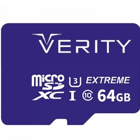 تصویر رم میکرو ۶۴ گیگ وریتی Verity U3 C10 80MB/s + خشاب VERITY MICRO SD UHS-I 64GB CARD MEMORY WITH ADAPTER