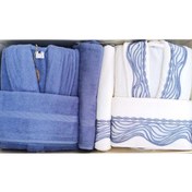 تصویر ست روپوش خانوادگی هلزون نیلی-کرم/نیلی زنانه | ازدیلک Özdilek EVTABSÖZDL00196 