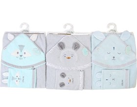 تصویر ست حوله کلاهدار و لیف نوزادی پسرانه لیتل می little me 