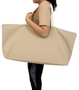 تصویر کیف مت یوگا جنس کتان کرم ساده 