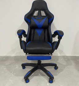 تصویر صندلی گیمینگ MAF مدل آبی Blue بدون زیرپایی Footrest 